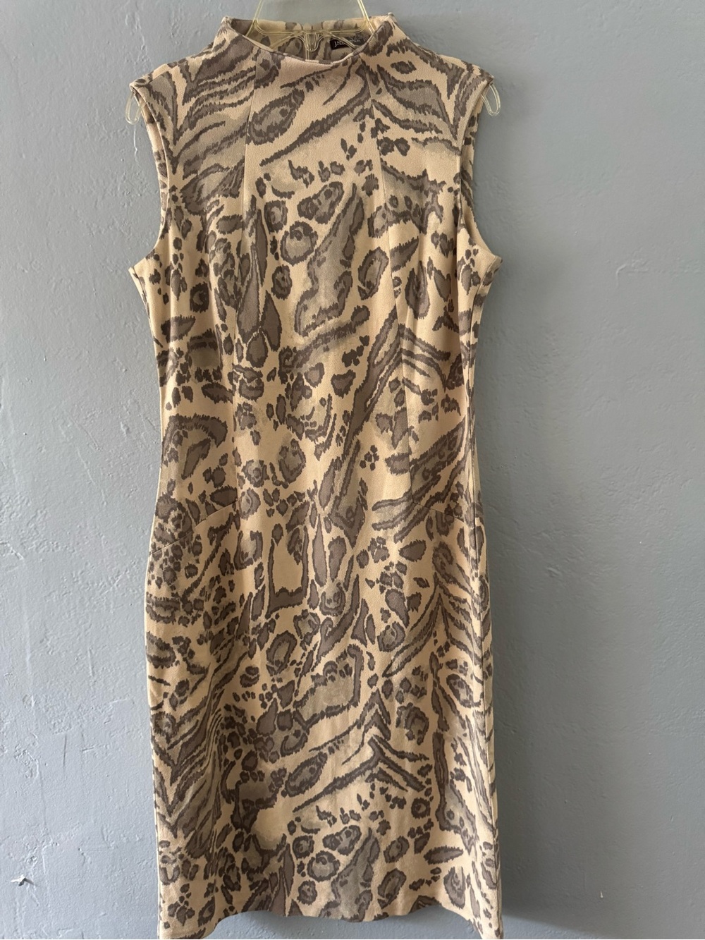 J. McLaughlin Liz Jaguar print sleeveless sheath dress made of faux suede XS